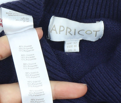 Womens UK Size 12 Apricot Blue Pullover Jumper
