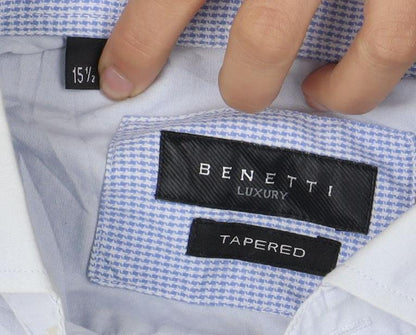 Mens UK Collar Size 15.5 Benetti Smart Blue  Dress Shirt