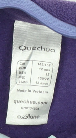 Quechua Girls Purple Blue Fleece Jacket Size 14 Years