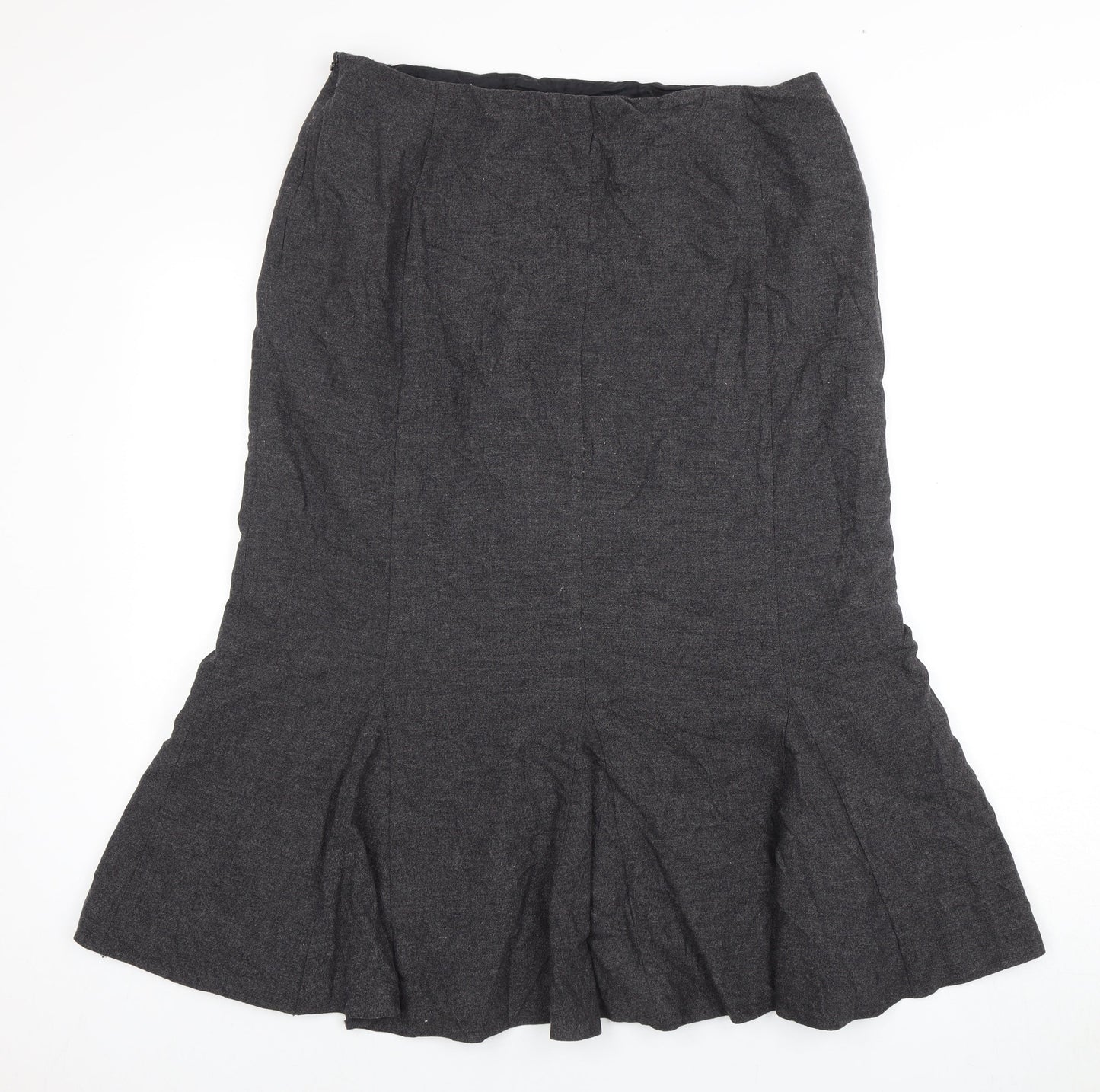 Elegant Women's Grey Midi Skirt, Size 14