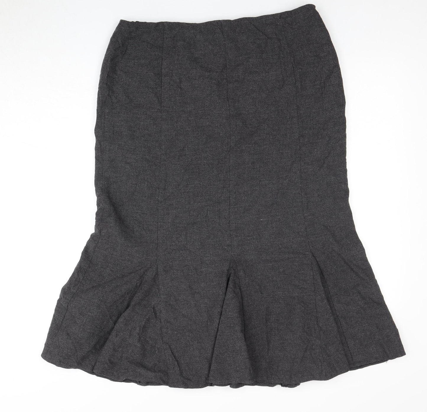 Elegant Women's Grey Midi Skirt, Size 14