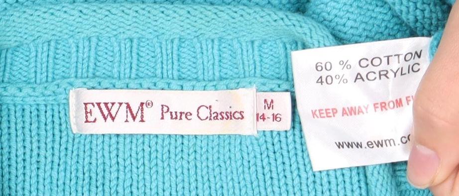 Womens UK Size 14 EWM Blue Cardigan Jumper
