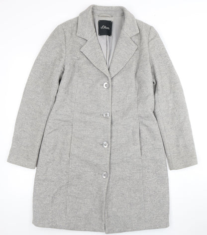 s.Oliver Women's Grey Wool Blend Long Overcoat Size 12