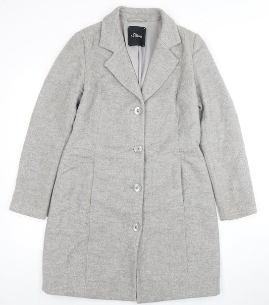 s.Oliver Women's Grey Wool Blend Long Overcoat Size 12