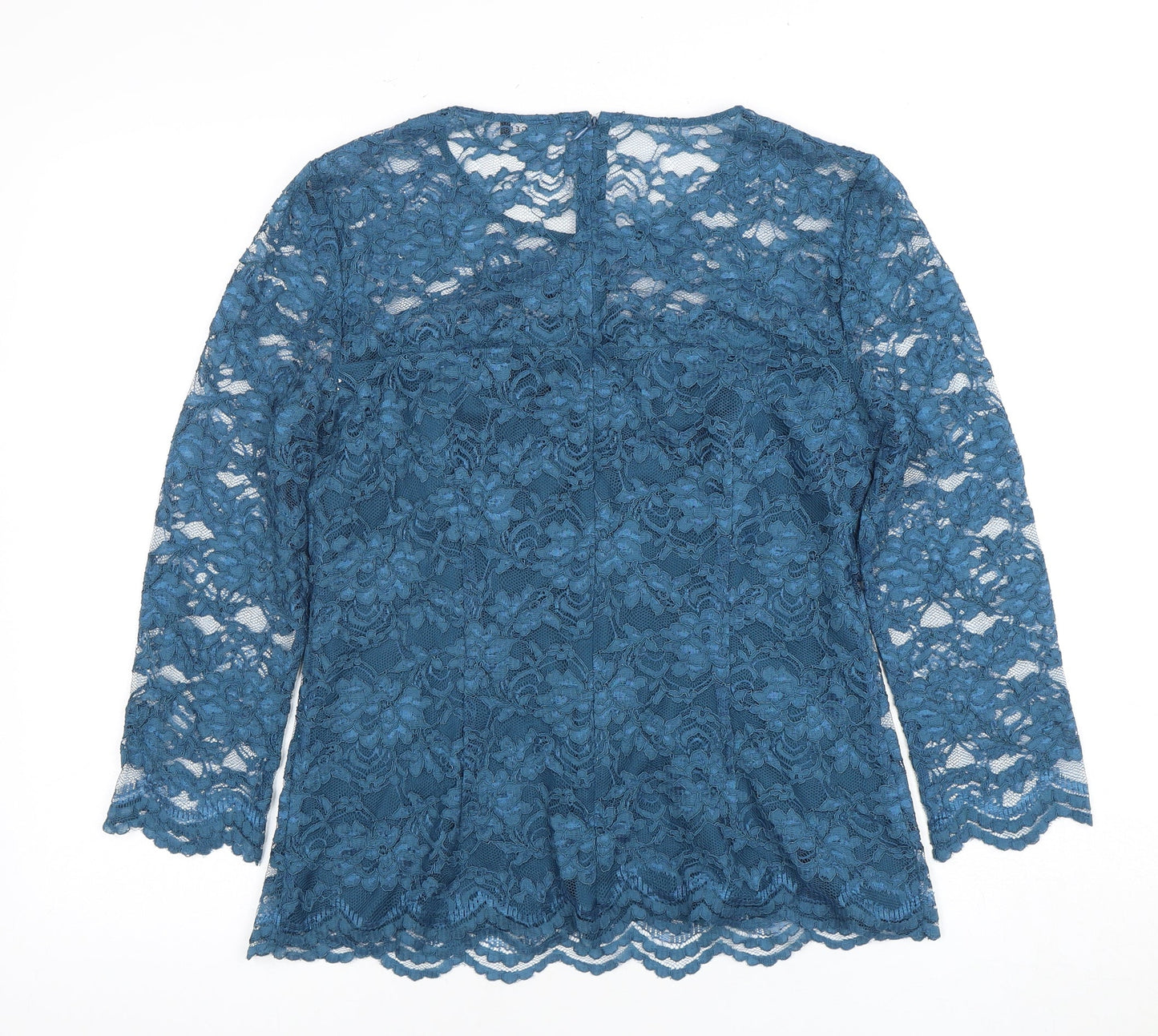 Womens UK Size 12 Jaeger Blue Lace Blouse