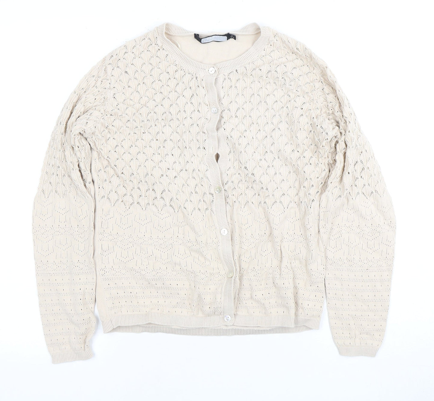 Womens UK Size 10 Isle Beige Cardigan Jumper