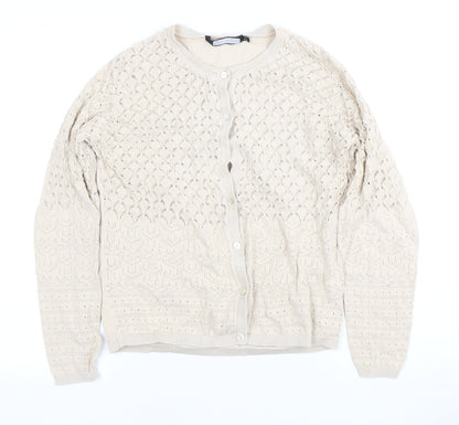 Womens UK Size 10 Isle Beige Cardigan Jumper