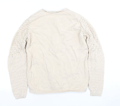 Womens UK Size 10 Isle Beige Cardigan Jumper