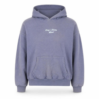 Front view of Pull&Bear Teen Blue Hoodie, size L, Graphic Casual Wear