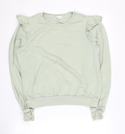 Marks & Spencer Women's Green Ruffle Sweatshirt, Size 12