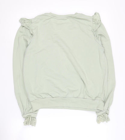 Marks & Spencer Women's Green Ruffle Sweatshirt, Size 12