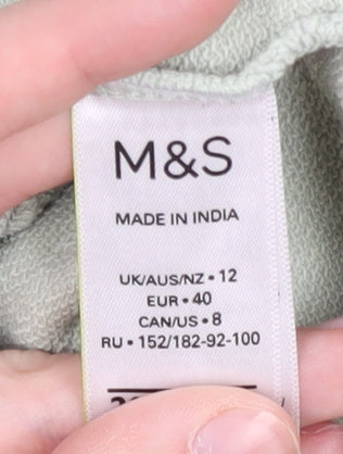 Marks & Spencer Women's Green Ruffle Sweatshirt, Size 12