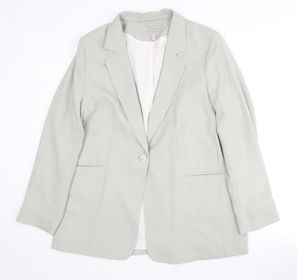 H&M Women's Green Regular Blazer, L, Notch Lapel