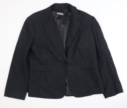 South Women's Black Pinstripe Blazer, Size 18, Regular Fit