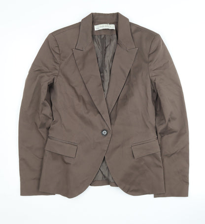 Zara Womens Brown Blazer UK 12 Regular Fit Lined
