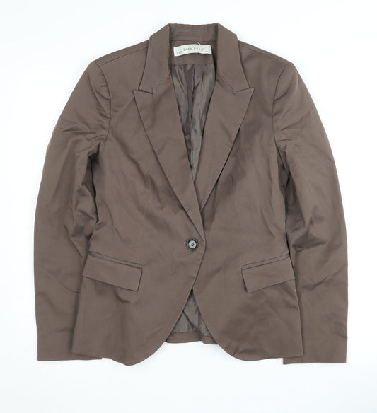 Zara Womens Brown Blazer UK 12 Regular Fit Lined