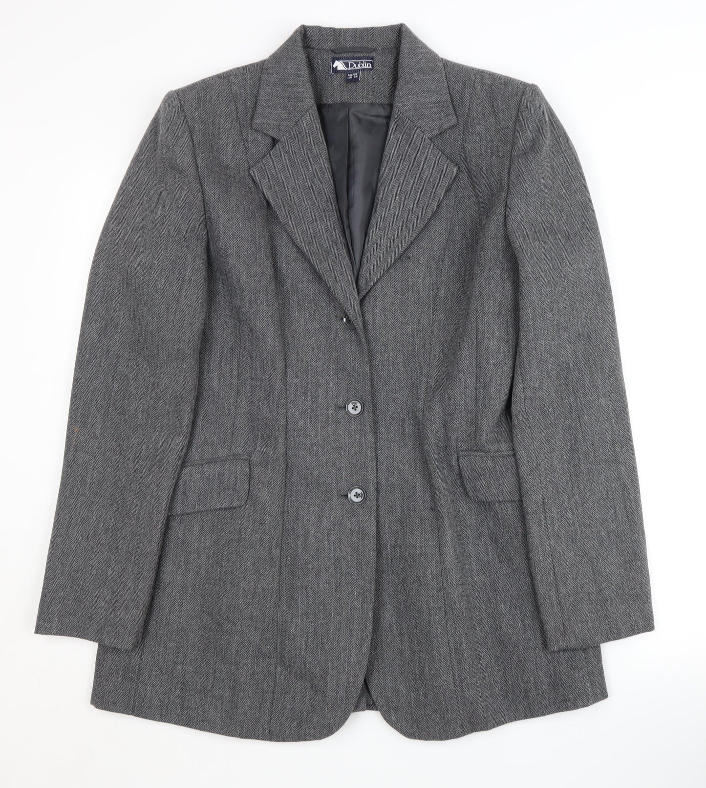 Dublin Women's Grey Single-Breasted Notch Blazer Size 12