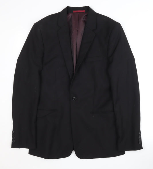 Mens UK Size 38 Topman Regular Black Suit Jacket