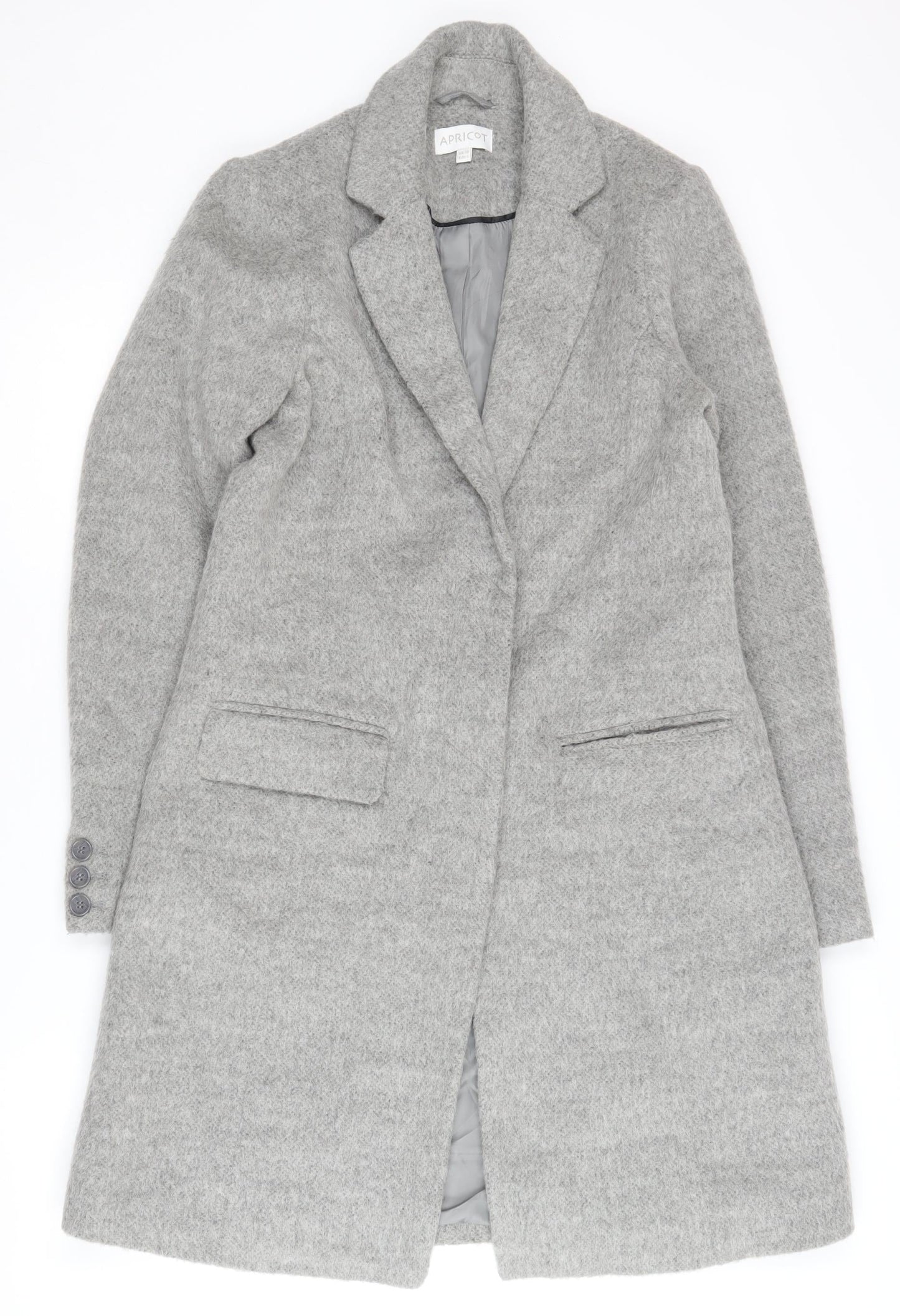 Apricot Women's Grey Mid-Length Overcoat, Size 10