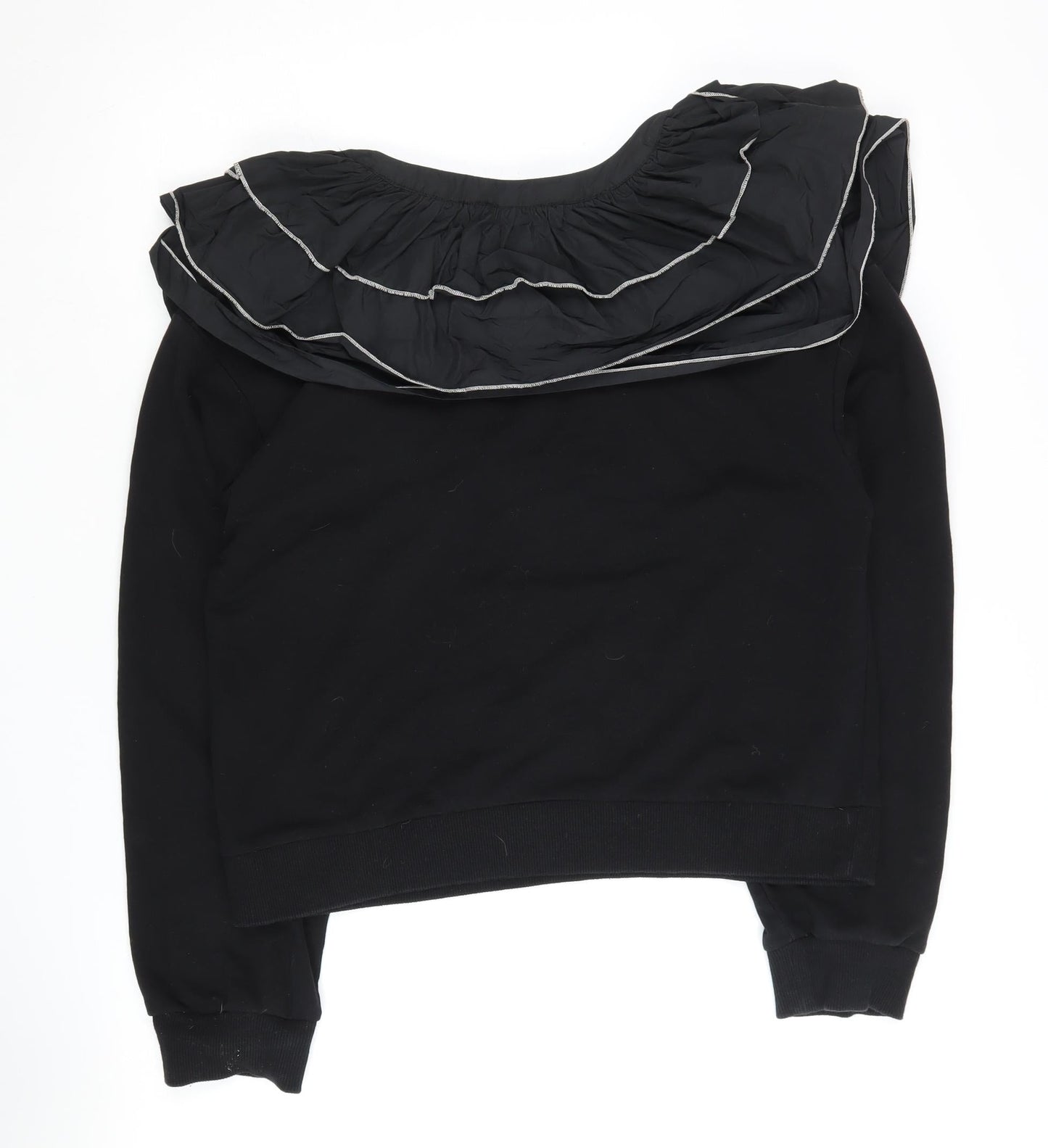 Zara Women's Black Ruffle Sweatshirt Size 12