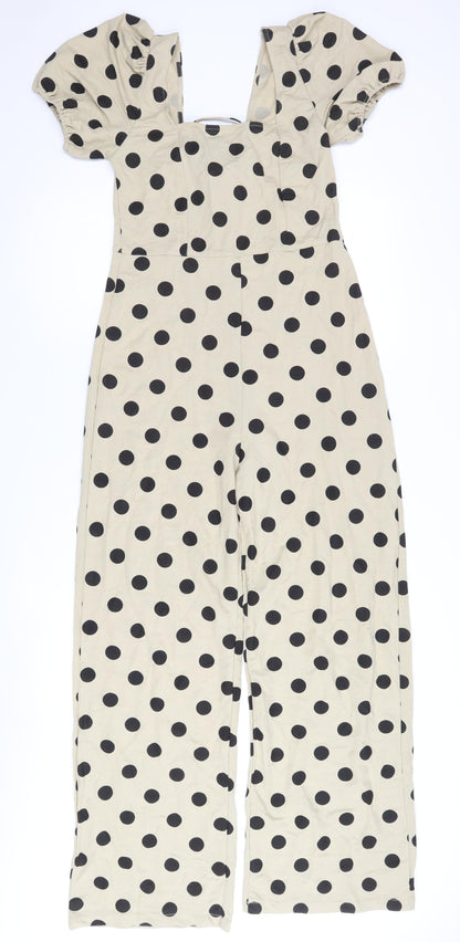 MNG Women's Beige Polka Dot Jumpsuit M