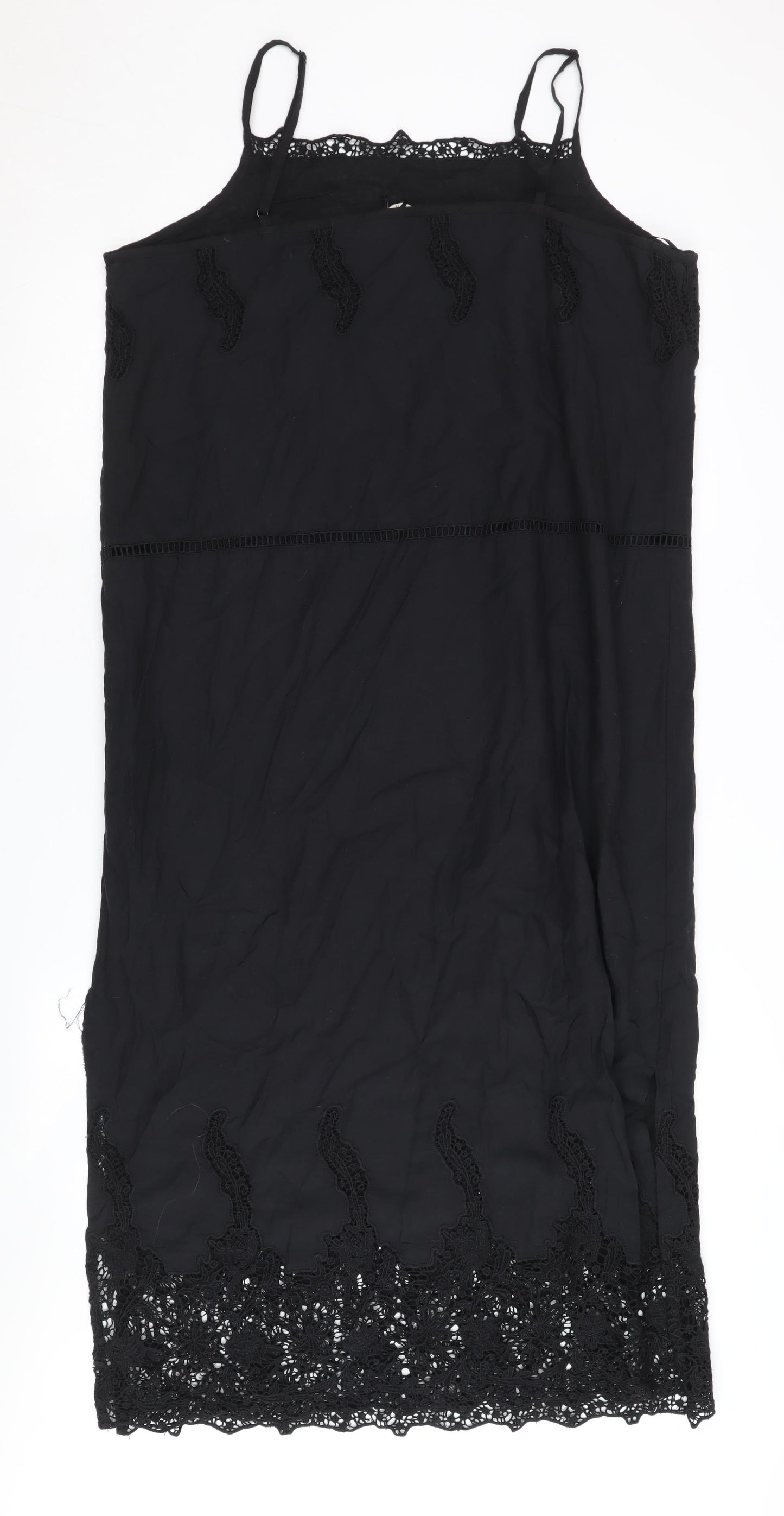 Hush Women's Black Midi Crochet Slip Dress Size 14