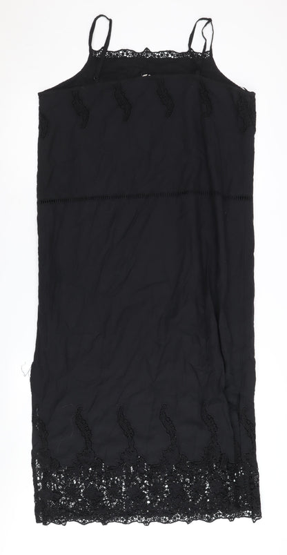 Hush Women's Black Midi Crochet Slip Dress Size 14