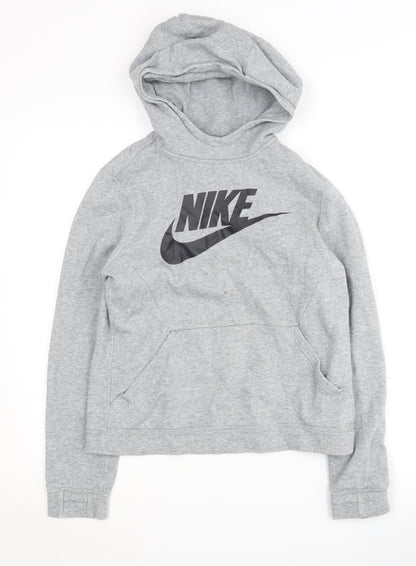Nike Boys Grey Pullover Hoodie L - Casual Sporty Style