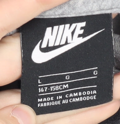 Nike Boys Grey Pullover Hoodie L - Casual Sporty Style