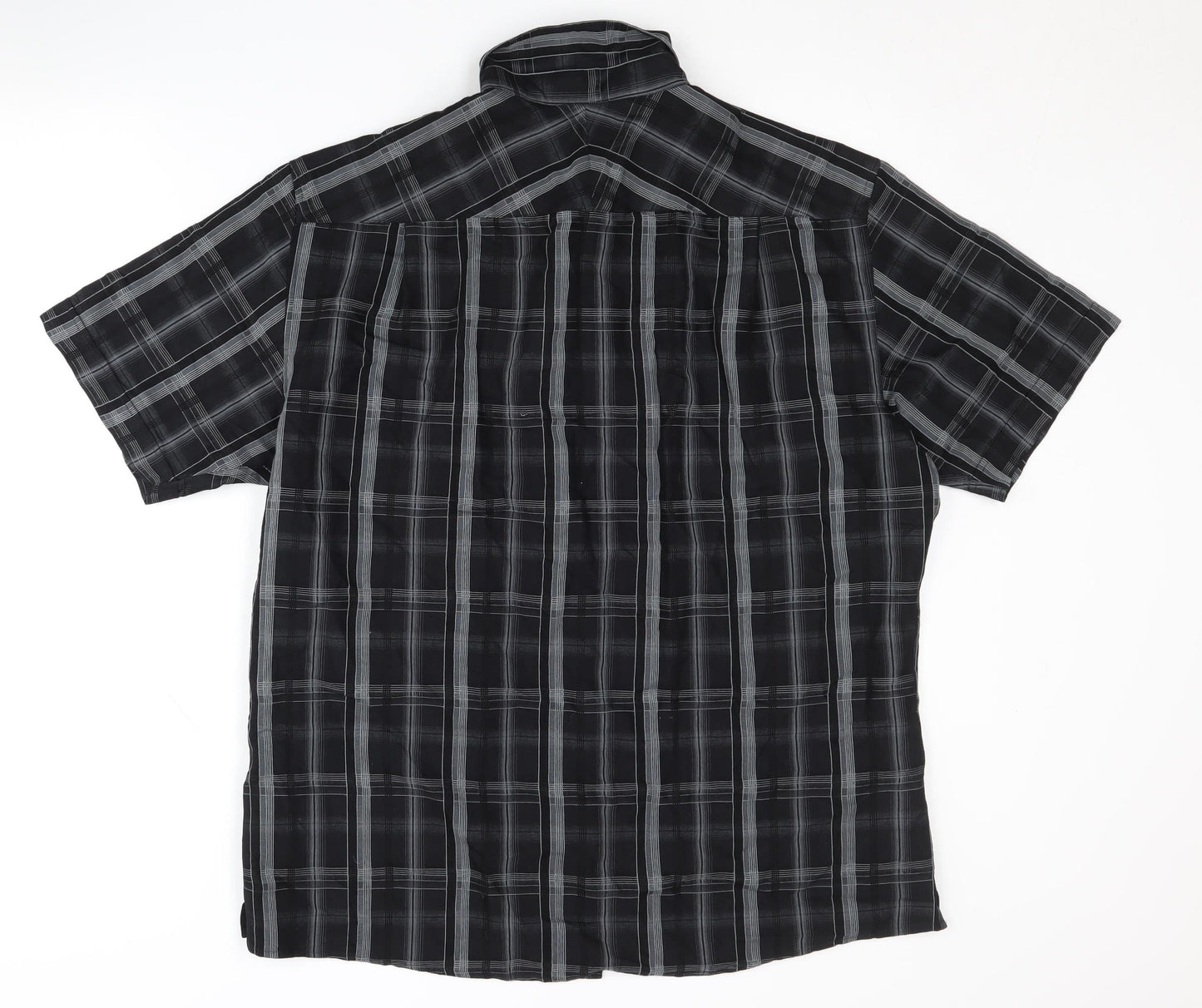 Marks and Spencer Men's Black Plaid Short Sleeve Shirt L