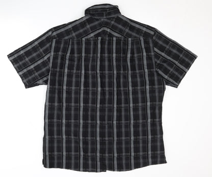 Marks and Spencer Men's Black Plaid Short Sleeve Shirt L