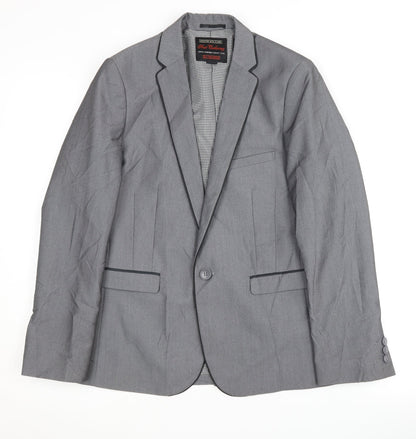 Next Boys Grey Suit Jacket, 12 Years, Formal Gingham