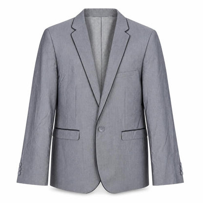 Front view of Next boys’ grey suit jacket, 12 years, formal gingham