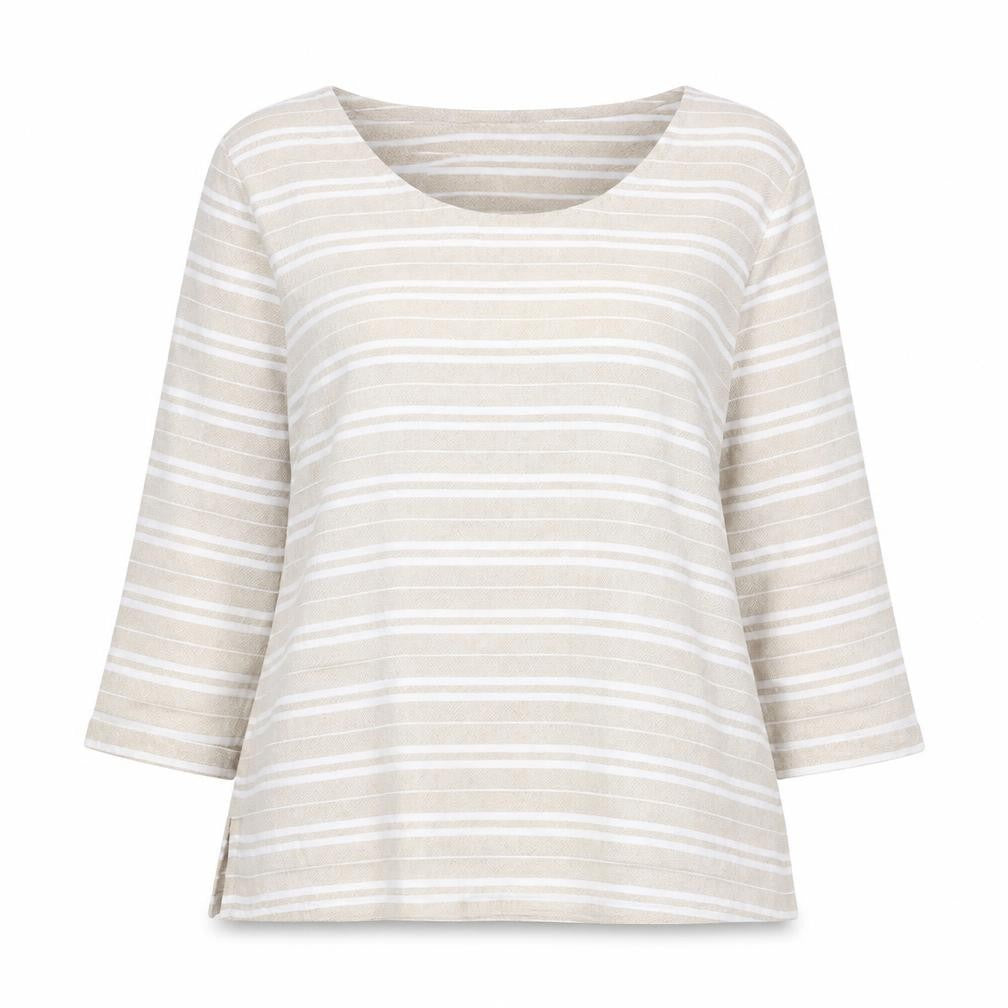 Womens UK Size 12 Cotton Traders Beige Basic T-Shirt