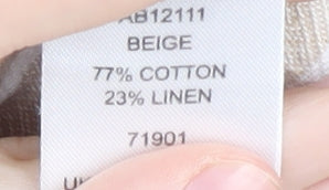 Cotton Traders Women's Beige Striped 3/4 Sleeve Top