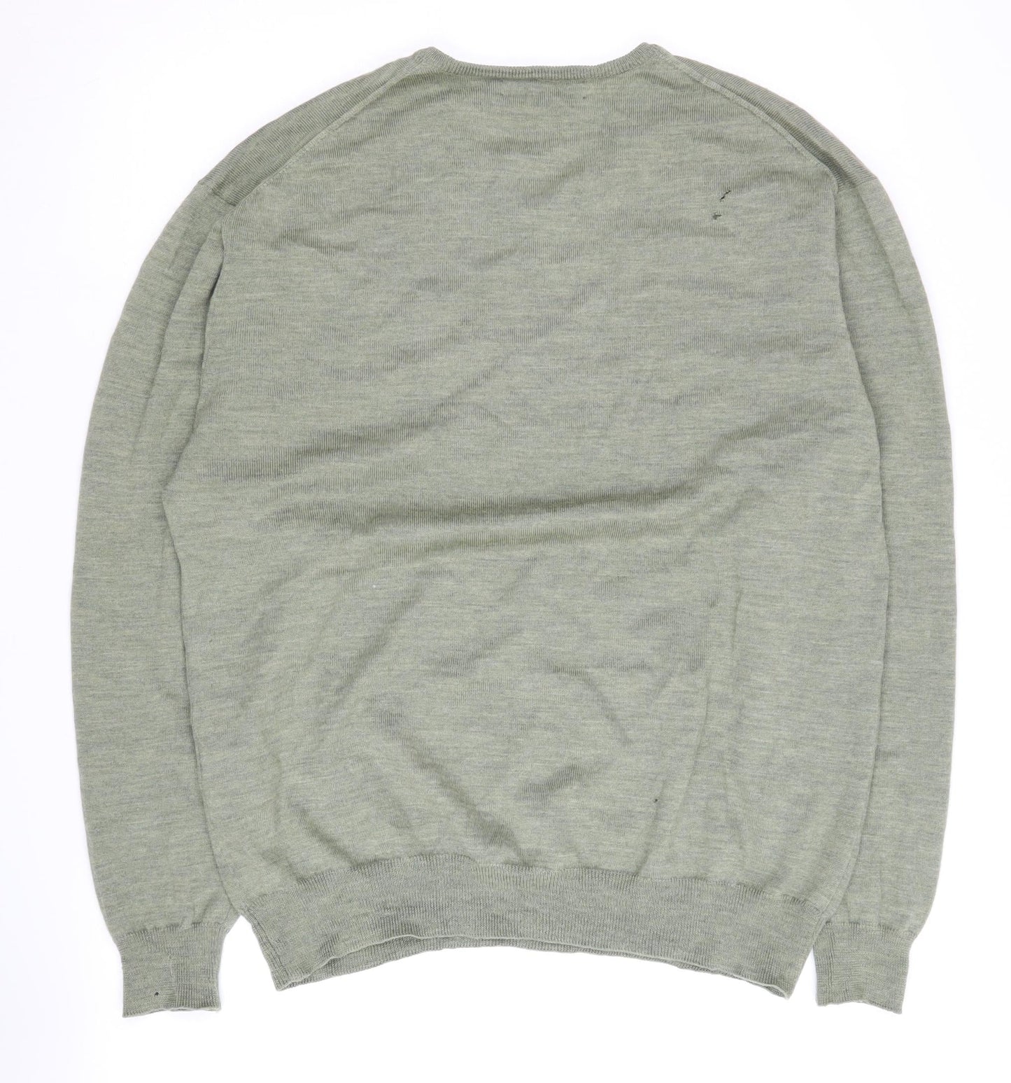 Sand Men's Green Merino Wool V-Neck Pullover - Size L