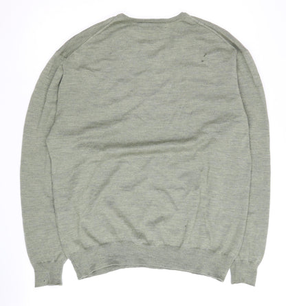 Sand Men's Green Merino Wool V-Neck Pullover - Size L