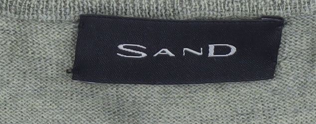 Sand Men's Green Merino Wool V-Neck Pullover - Size L