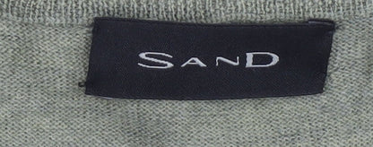 Sand Men's Green Merino Wool V-Neck Pullover - Size L