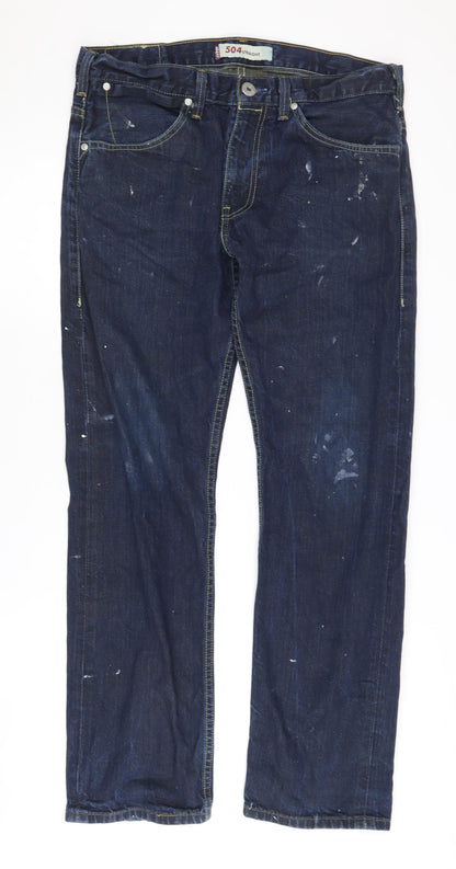 Levi's Men's Blue Straight Jeans Size 34x32 Distressed Look