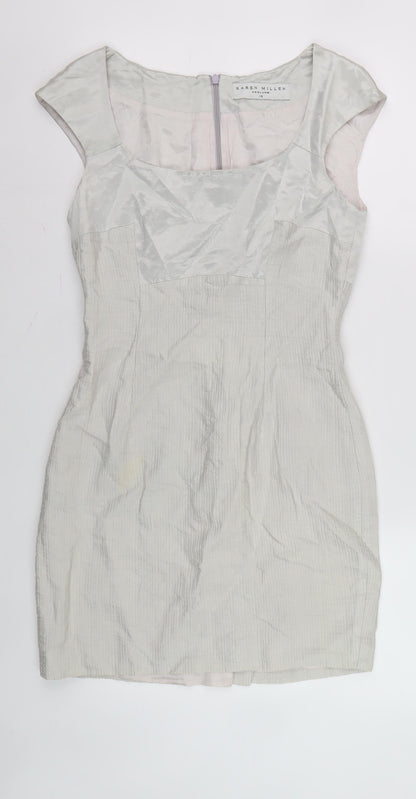 Karen Millen Women Silver Sheath Dress, Size 10