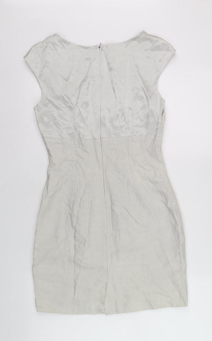 Karen Millen Women Silver Sheath Dress, Size 10