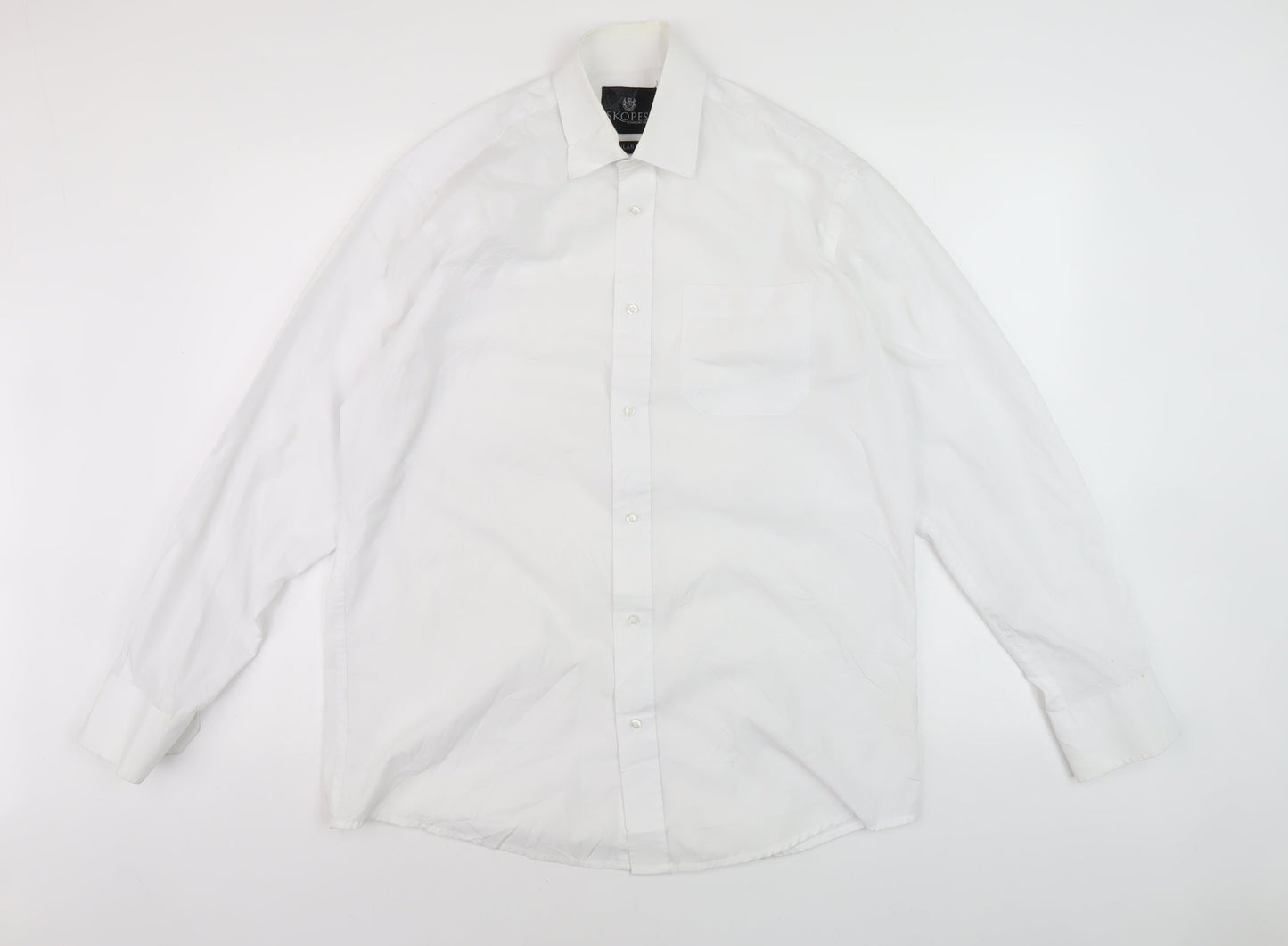 Skopes Men's White Regular Fit Dress Shirt 15.5