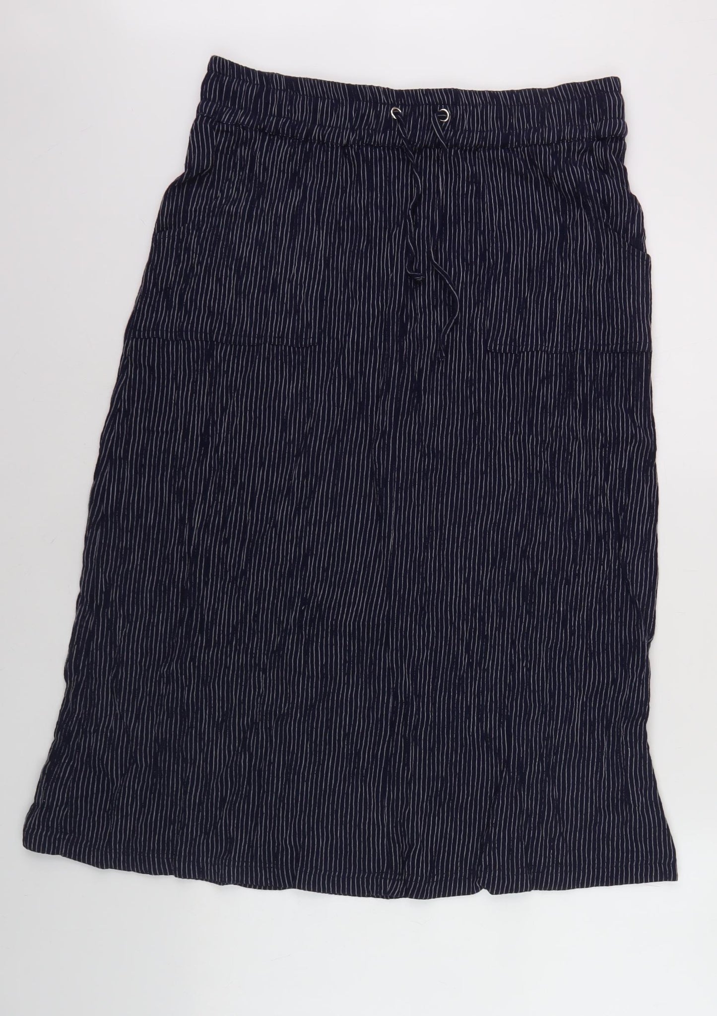 Isle Collection Women Navy Striped A-Line Skirt Size 14