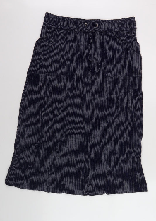 Isle Collection Women Navy Striped A-Line Skirt Size 14