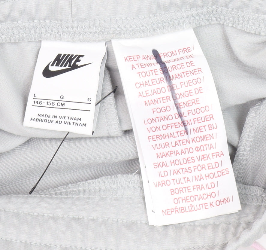Nike Girls Grey Jogger Trousers L with Elastic Waist