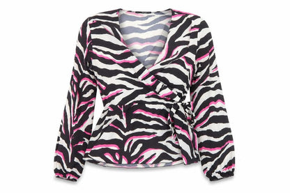 Womens UK Size 12 Quiz Multicoloured Wrap Blouse