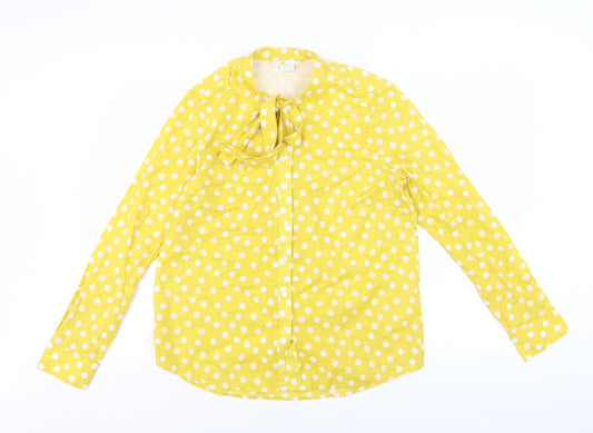 Boden Women's Yellow Polka Dot Blouse UK 14