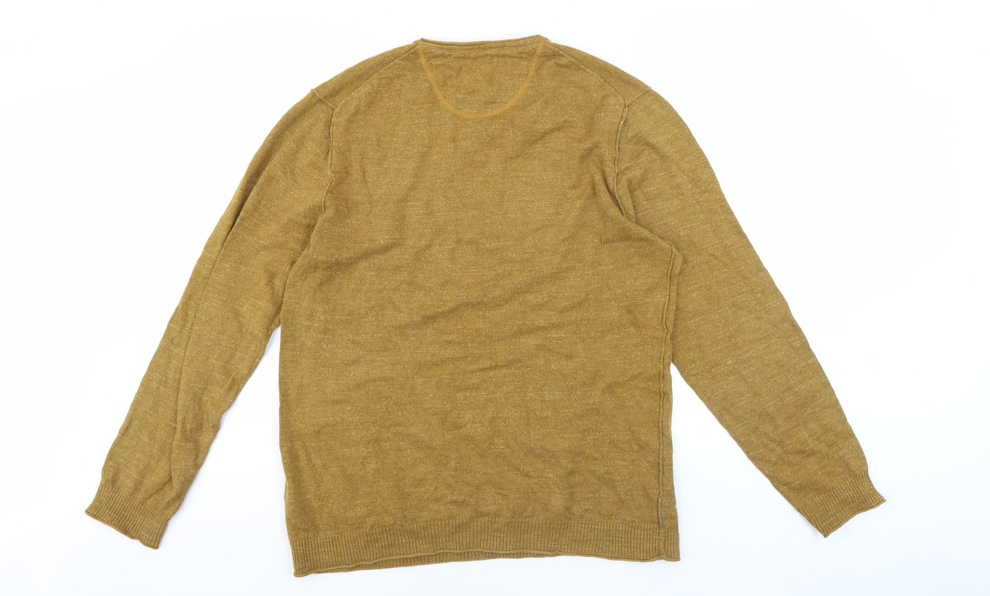 Men's Brown Cotton V-Neck Pullover Jumper Size M
