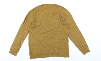 Men's Brown Cotton V-Neck Pullover Jumper Size M